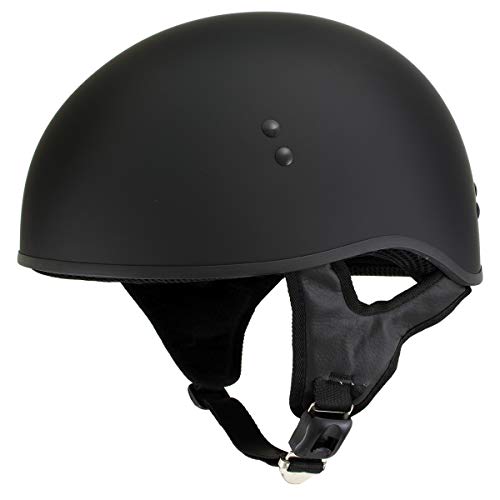 Hot Leathers Milwaukee Leather Hot Leathers Flat Matte Black Motorcycle Skull Cap Half Helmet for Men and Women DOT Approved HLD1001 - Large - Image 1
