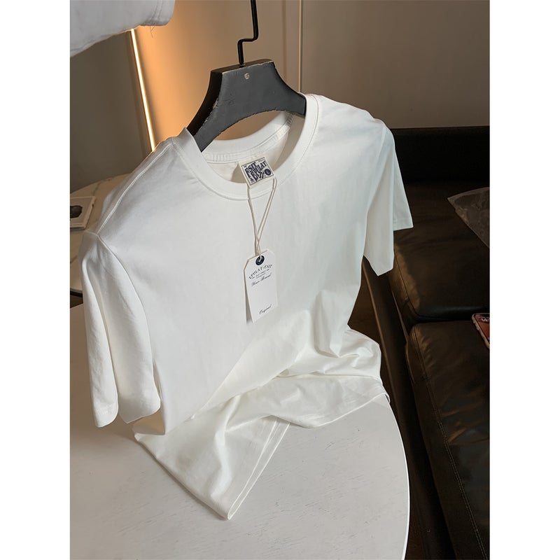 Push! Word Of Mouth Series! Summer Men'S Solid Color Basic Pullover All-Match Short-Sleeve T-Shirt - Image 3