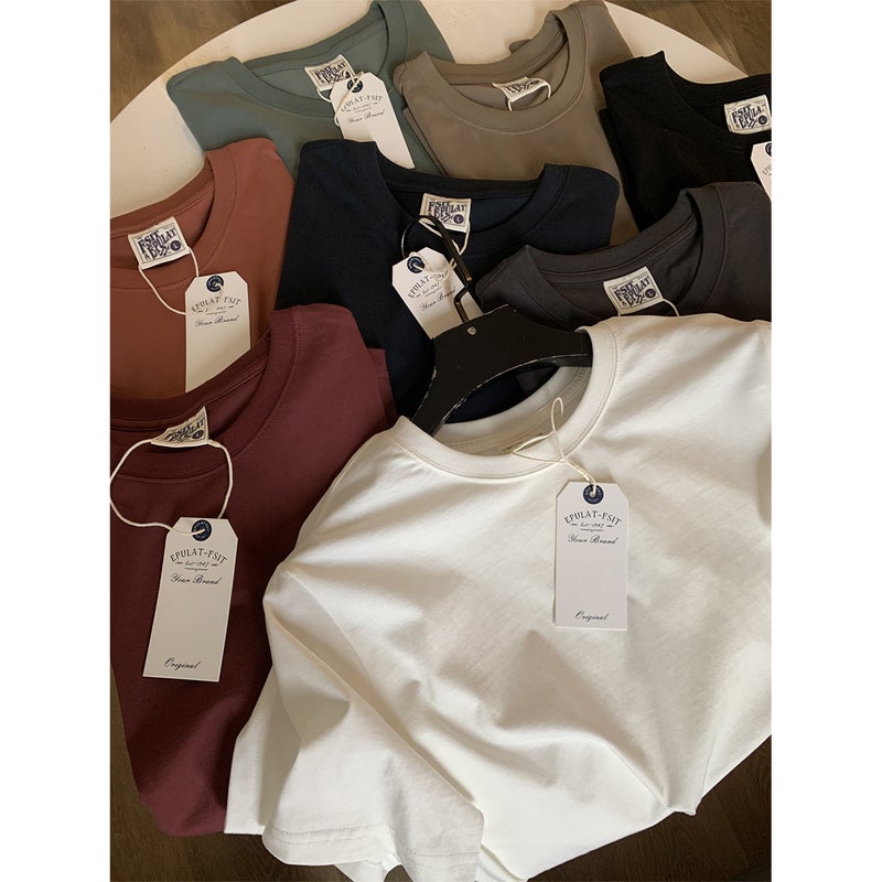 Push! Word Of Mouth Series! Summer Men'S Solid Color Basic Pullover All-Match Short-Sleeve T-Shirt - Image 2