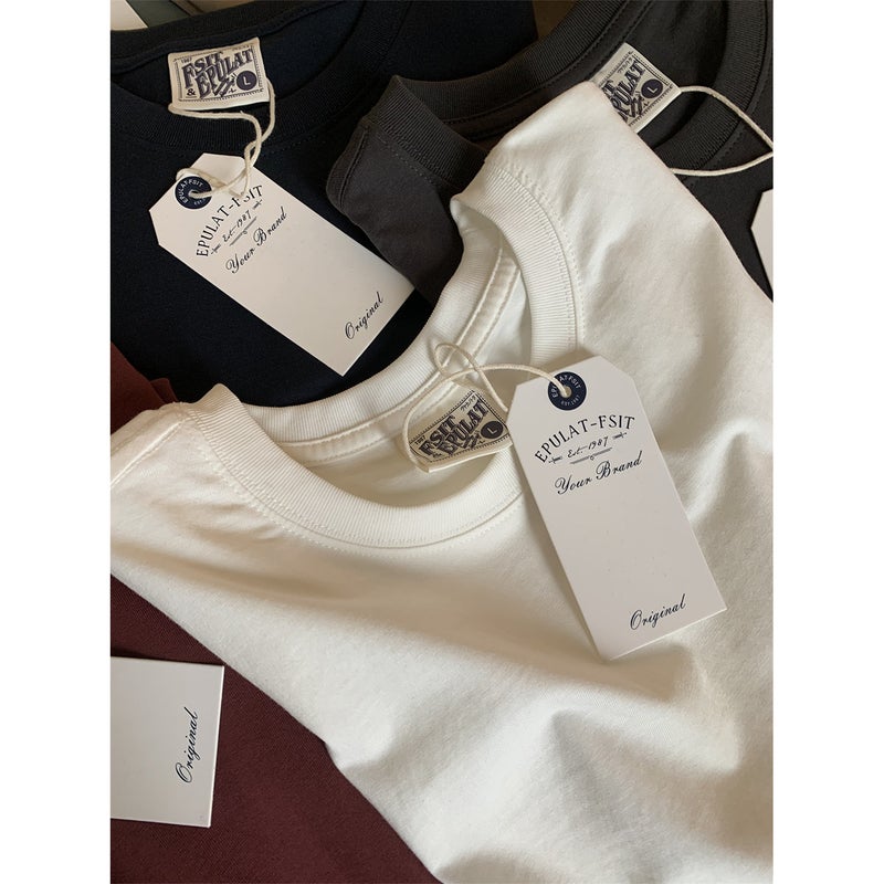 Push! Word Of Mouth Series! Summer Men'S Solid Color Basic Pullover All-Match Short-Sleeve T-Shirt - Image 4