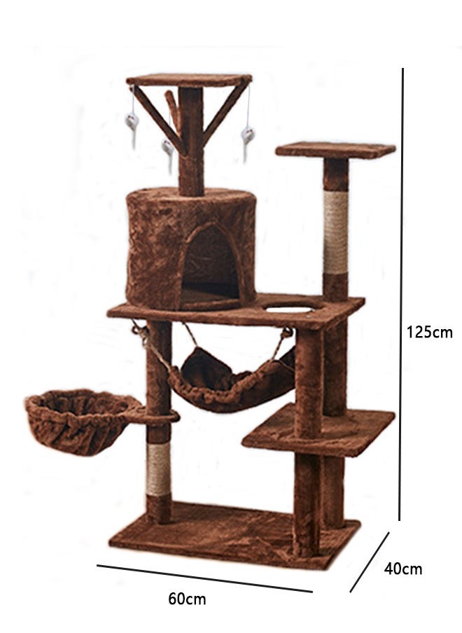 Yolu Wooden Cat Tree 125CM, Multi-Level Activity Cat Tower Furniture for Cats  - Image 2