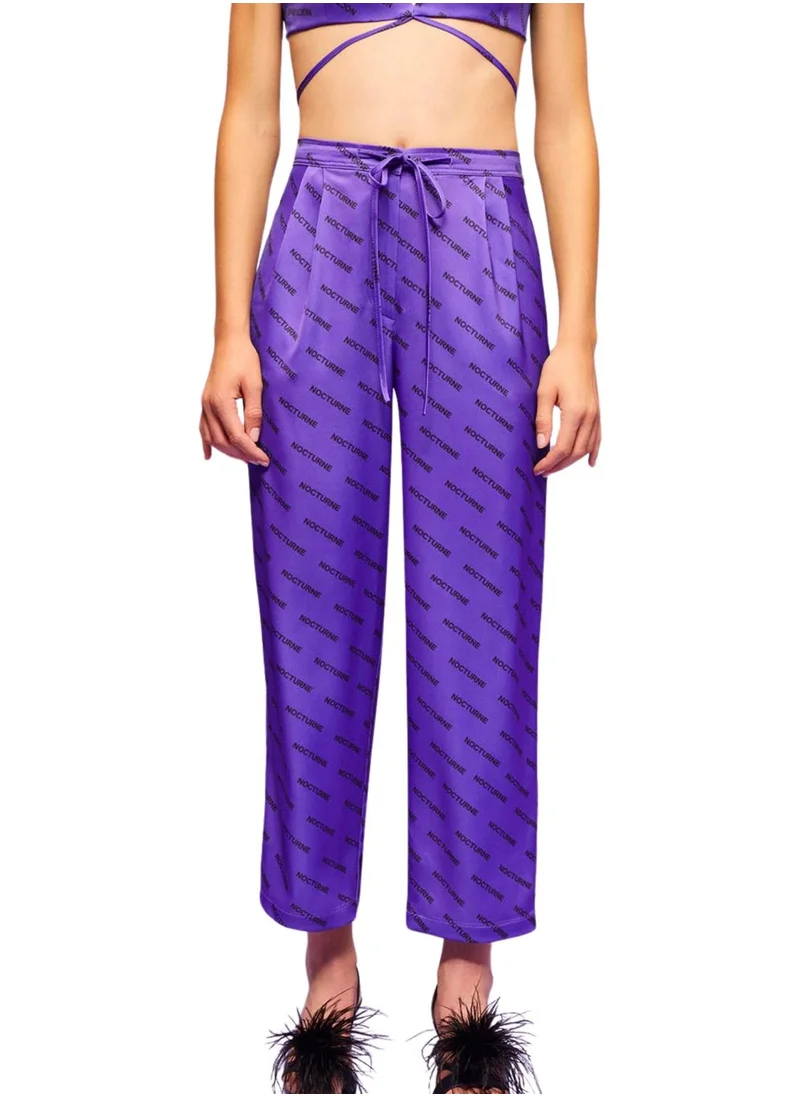 نوكتورن High Waist Wide Leg Logo Pants