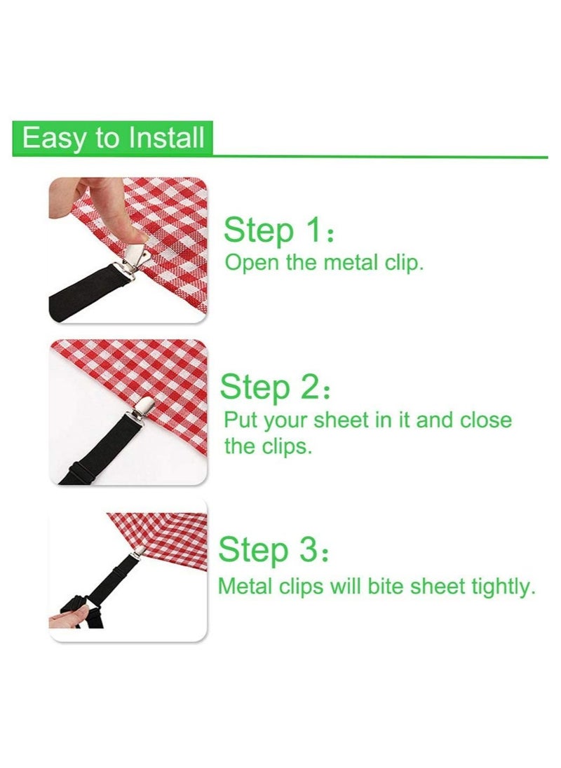 Generic 4-Piece Adjustable Triangle Elastic Suspenders Gripper Holder Straps Clip Bed Sheet Fasteners  - Image 3