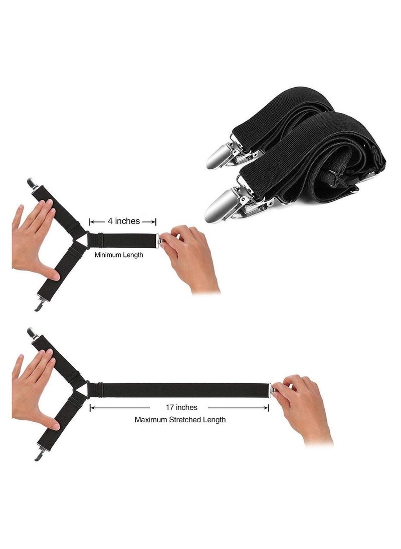 Generic 4-Piece Adjustable Triangle Elastic Suspenders Gripper Holder Straps Clip Bed Sheet Fasteners  - Image 2