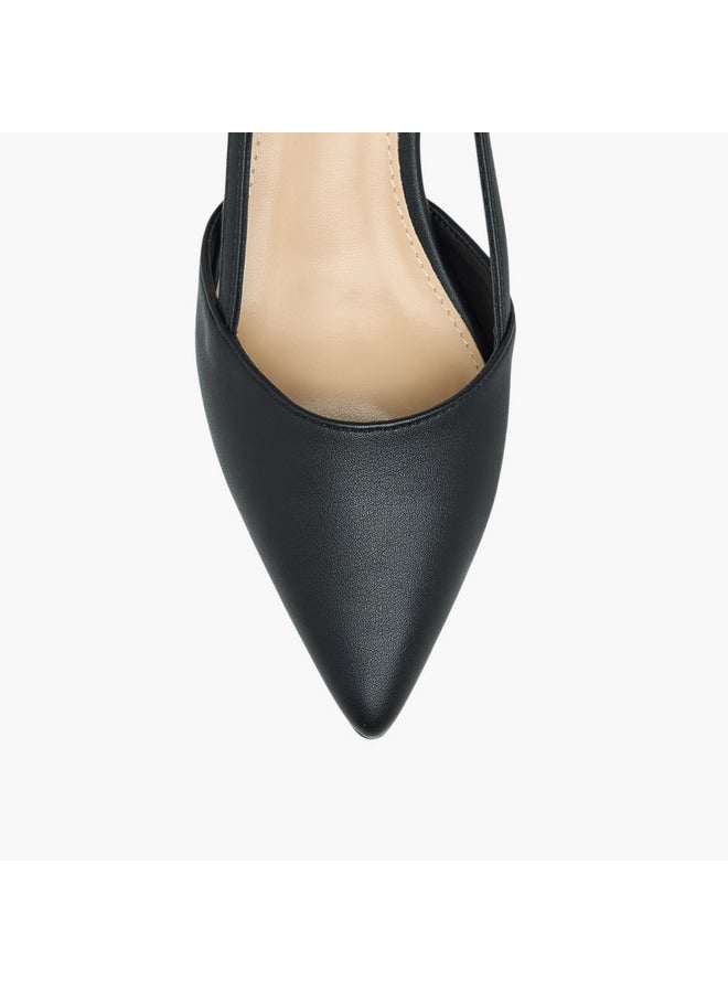 Flora Bella By Shoexpress Women Solid Pointed Toe Shoes with Kitten Heels and Buckle Closure  - Image 4