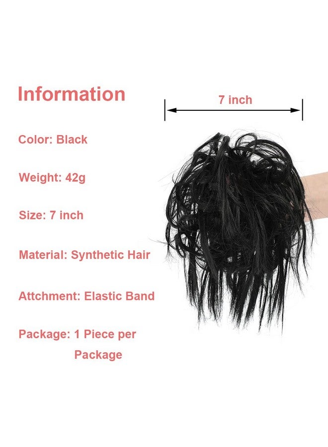 KETHBE KETHBE Messy Bun Hair Piece,Synthetic Tousled updo Hair Buns Hair Piece Short Ponytail Faux Hair Scrunchie Extension with Elastic Rubber Band Fake Hair Bun Pieces Accessories for Women (Black)  - Image 3