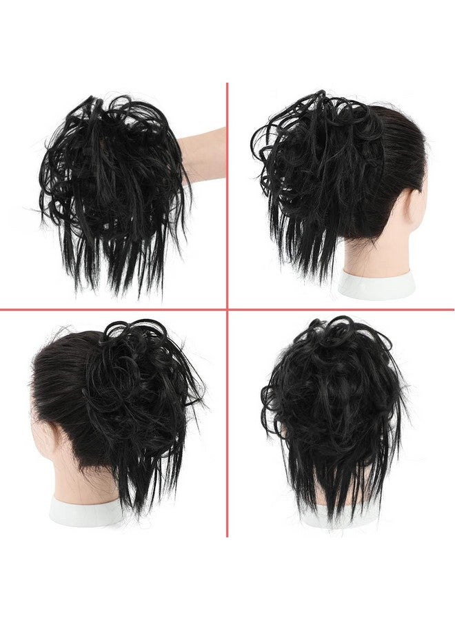 KETHBE KETHBE Messy Bun Hair Piece,Synthetic Tousled updo Hair Buns Hair Piece Short Ponytail Faux Hair Scrunchie Extension with Elastic Rubber Band Fake Hair Bun Pieces Accessories for Women (Black)  - Image 2