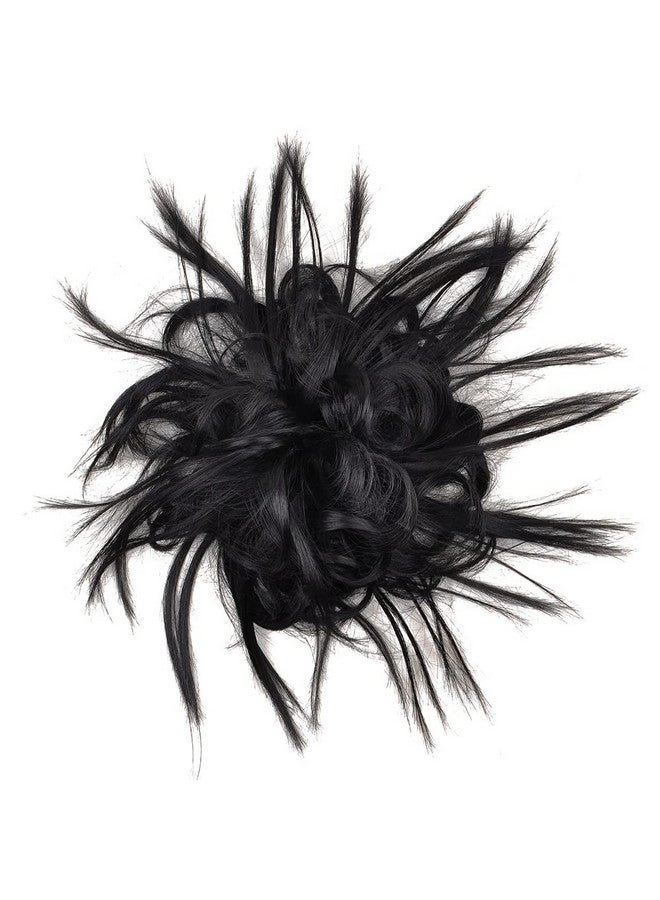 KETHBE KETHBE Messy Bun Hair Piece,Synthetic Tousled updo Hair Buns Hair Piece Short Ponytail Faux Hair Scrunchie Extension with Elastic Rubber Band Fake Hair Bun Pieces Accessories for Women (Black)  - Image 5