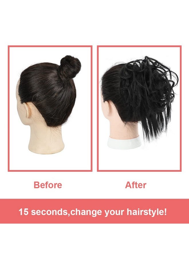 KETHBE KETHBE Messy Bun Hair Piece,Synthetic Tousled updo Hair Buns Hair Piece Short Ponytail Faux Hair Scrunchie Extension with Elastic Rubber Band Fake Hair Bun Pieces Accessories for Women (Black)  - Image 4