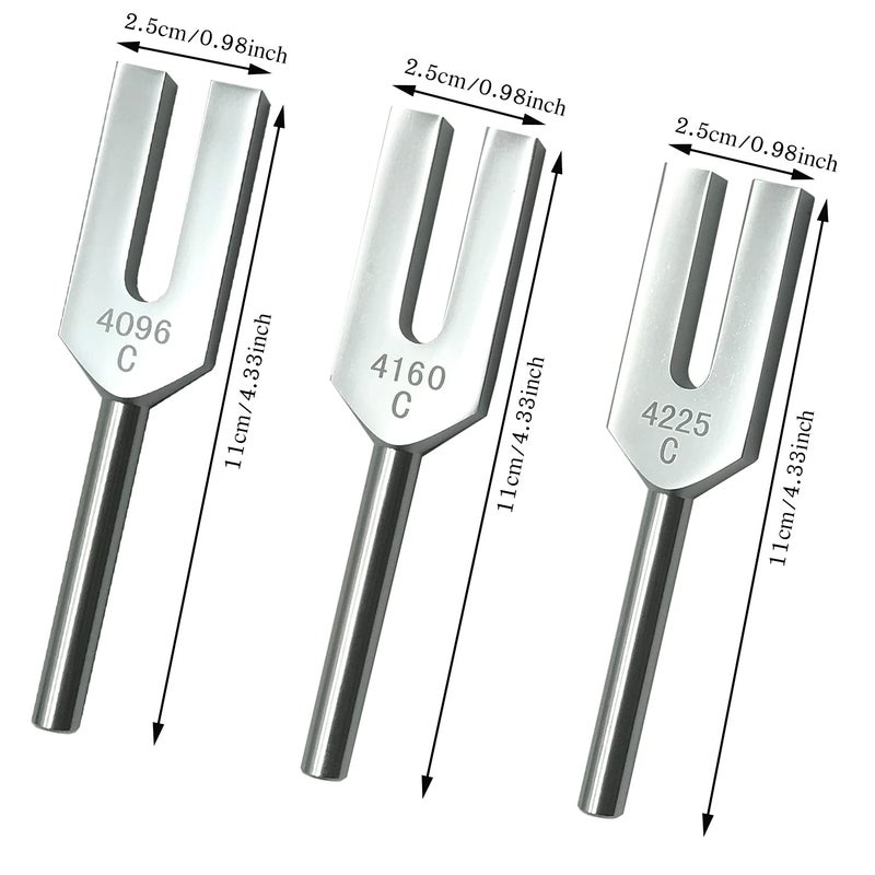 FSHANEE Angel Tuning Fork Set 4096 Hz 4160 Hz 4225 Hz for Crystal Clearing Angel Tuners Clear Space Wooden Hammer and Velvet Bag Sound Therapy, Healing, Meditation Musical Instrument, Balancing, Vibration - Image 2