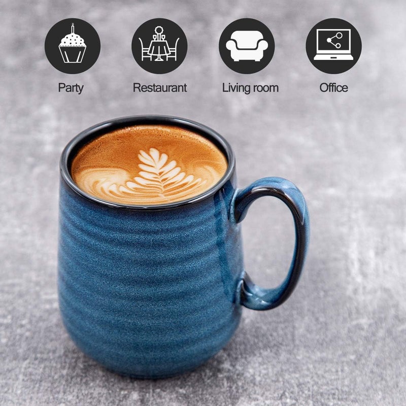 Hasense Coffee Mugs Set of 4, 15 Ounce Porcelain Mug Set with Handle for Morning Coffee Tea and Cocoa, Ceramic Coffee Cups with Beautiful Glaze for Men, Women, Navy - Image 2