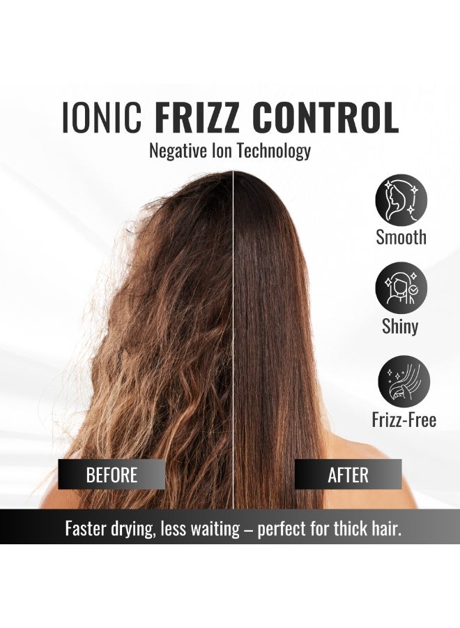NEXSO 2600W Professional Ionic Hair Dryer with Cool Shot, 2 Heat & 2 Speed Settings, Diffuser for Curly Hair & 2 Nozzles, Low Noise Blow Dryer, Frizz Control, Long Cord – Salon Results at Home - Image 4