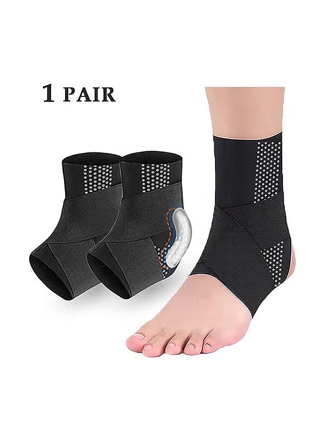 MXN 1 Pair Bandage Ankle Brace, Sleeve Ankle Support with Gel Pad, Ankle Sprain Tendonitis and Arthritis, Foot Brace Adjustable Breathable Compression Ankle Brace Ankle Support Stabilizer Wrap (black, XL) - Image 1
