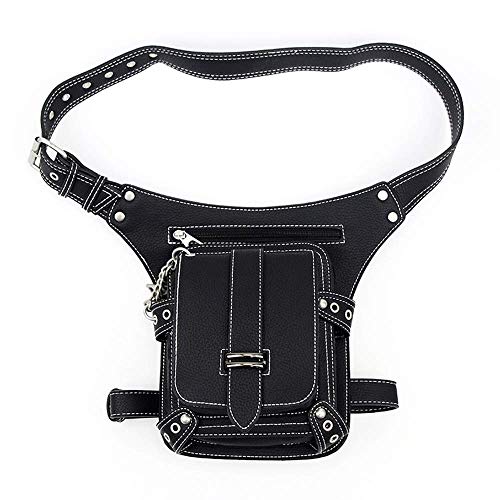 Valentoria Steampunk Waist Bag Fanny Pack Fashion Gothic Leather Shoulder Crossbody Messenger Bags Thigh Leg Hip Holster Purse Travel Pouch Hiking Sport Chain Bags for Women Men - Image 4