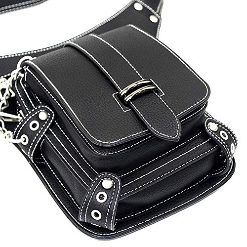 Valentoria Steampunk Waist Bag Fanny Pack Fashion Gothic Leather Shoulder Crossbody Messenger Bags Thigh Leg Hip Holster Purse Travel Pouch Hiking Sport Chain Bags for Women Men - Image 5