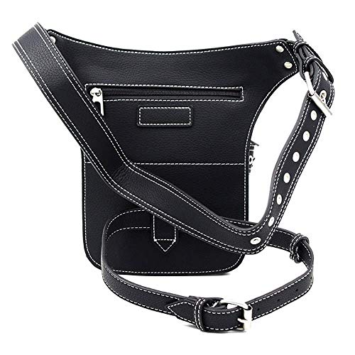 Valentoria Steampunk Waist Bag Fanny Pack Fashion Gothic Leather Shoulder Crossbody Messenger Bags Thigh Leg Hip Holster Purse Travel Pouch Hiking Sport Chain Bags for Women Men - Image 3
