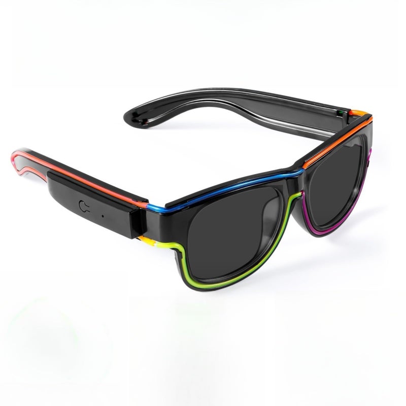 XGOOD LED Glasses Multi-Color (8 Colors) Light Up Glasses w/o Cable Neon Glow Glasses for KTV, EDM, Rave Parties and Cosplay (Clear Frame w/o Lens) - Image 1