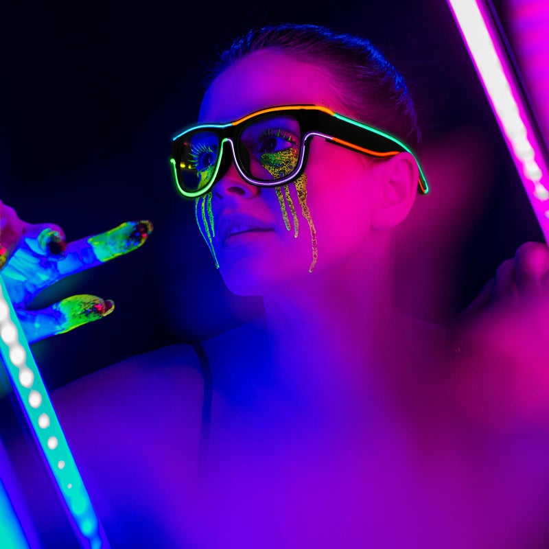 XGOOD LED Glasses Multi-Color (8 Colors) Light Up Glasses w/o Cable Neon Glow Glasses for KTV, EDM, Rave Parties and Cosplay (Clear Frame w/o Lens) - Image 5