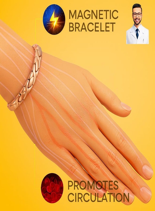 38 Elegant Titanium Magnetic Bracelet for Women Germanium and Magnetic Functions with Free Link Removal Tool Christmas gift (Rose Gold) - Image 3