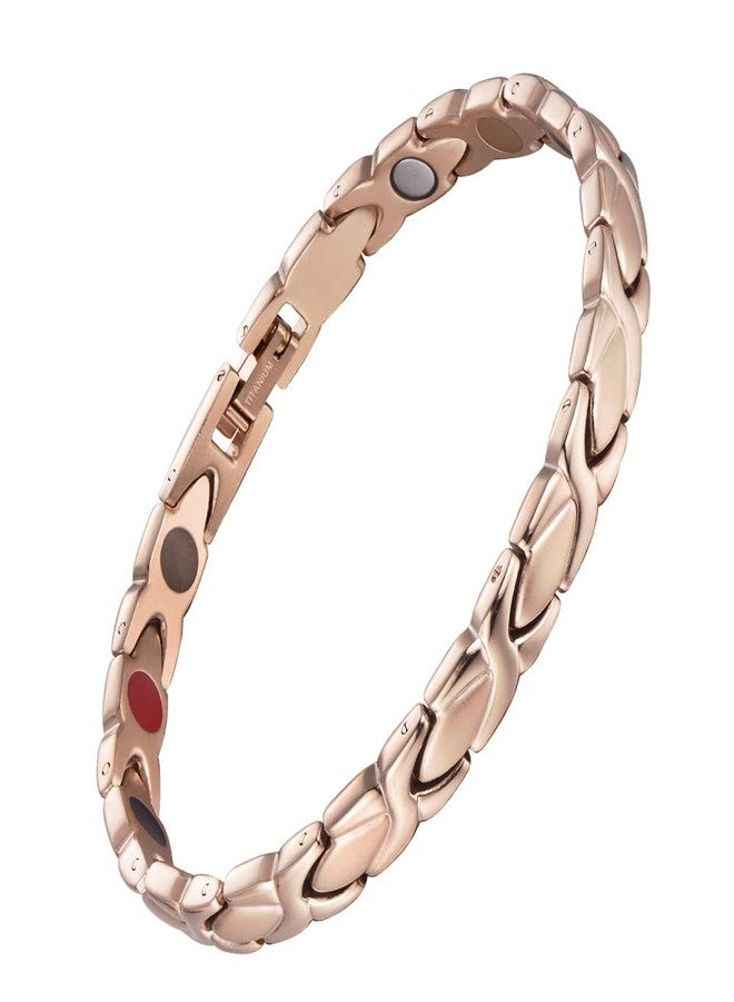 38 Elegant Titanium Magnetic Bracelet for Women Germanium and Magnetic Functions with Free Link Removal Tool Christmas gift (Rose Gold) - Image 1