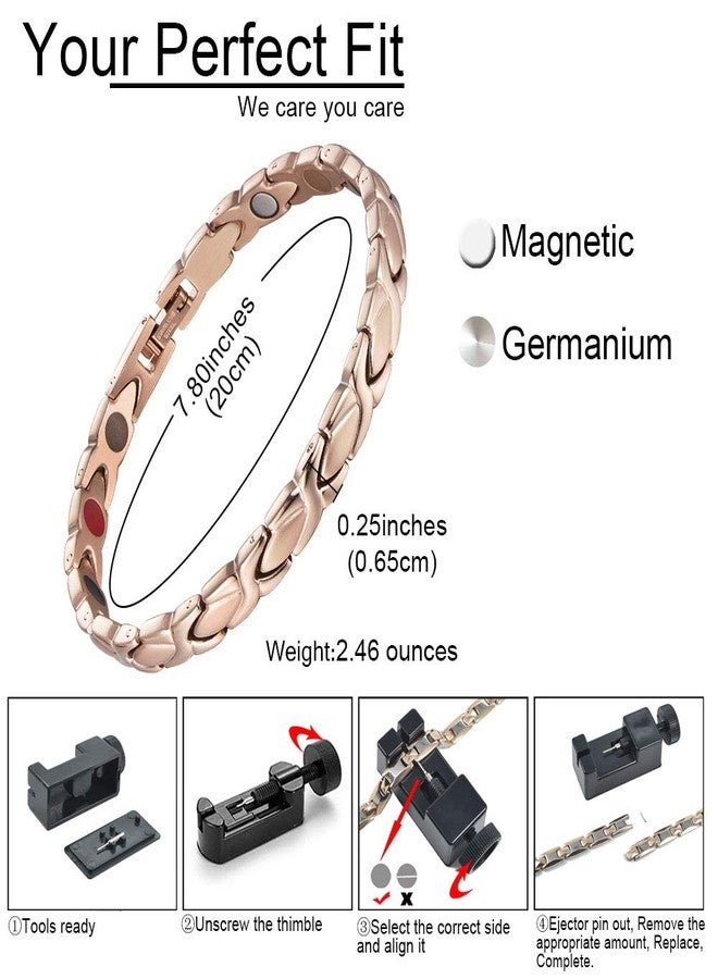 38 Elegant Titanium Magnetic Bracelet for Women Germanium and Magnetic Functions with Free Link Removal Tool Christmas gift (Rose Gold) - Image 2