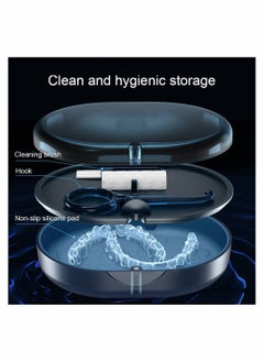 SYOSI Retainer Case Portable Denture Bath Case Denture Box Dental Storage Container with Denture Cleaner Brush Denture Container Portable False Teeth Storage Container for Travel Retainer Cleaning  - Image 4