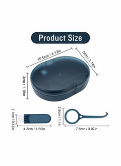 SYOSI Retainer Case Portable Denture Bath Case Denture Box Dental Storage Container with Denture Cleaner Brush Denture Container Portable False Teeth Storage Container for Travel Retainer Cleaning  - Image 2