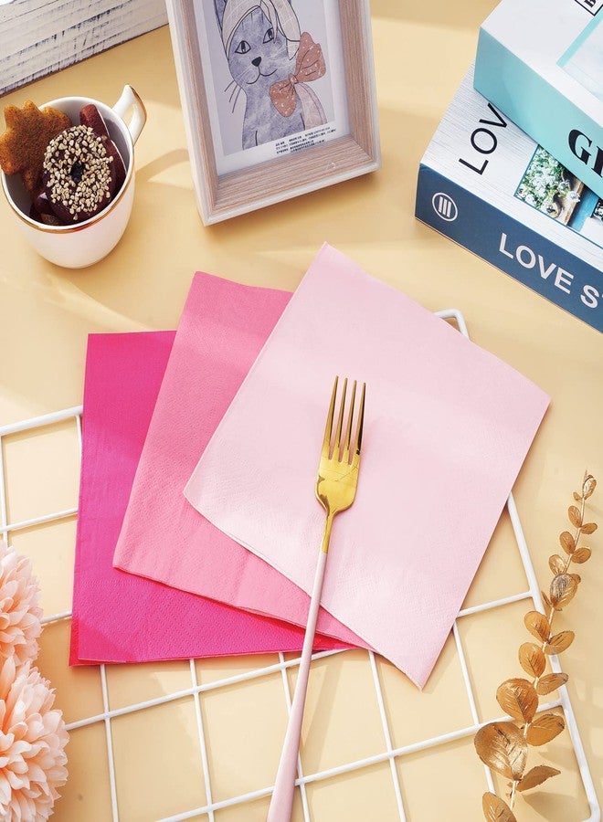 Whaline 150Pcs Pink Paper Napkins 3 Gradient Pink Colors Luncheon Napkin Disposable Dinner Napkins for Party Celebration Gathering Supplies Table Decorations - Image 5