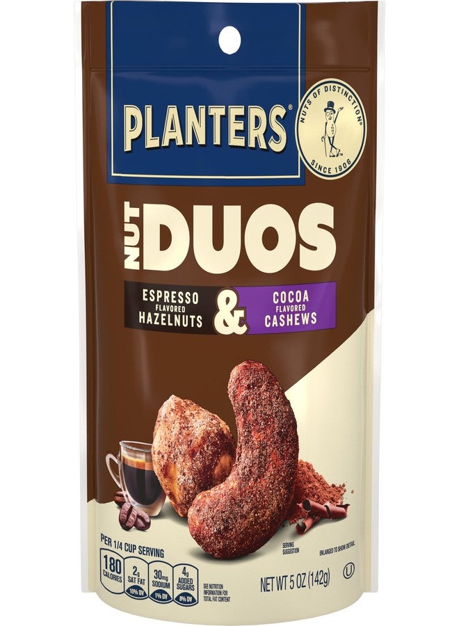PLANTERS Nut Duos, Flavored Nuts Snack Pack - Cocoa Cashews & Espresso Hazelnuts 5oz - Image 1