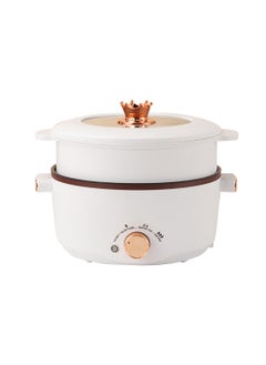 ET-LIFE Electric Hot Pot with Steamer, 4L Multifunctional Non-Stick Electric Cooker Egg Cooker, for Stir Fry/Stew/Steam, Perfect for Noodles/Soup/Egg/Oatmeal 1000W SC-28OD White  - Image 1