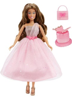 MGA Entertainment MGA Entertainment Dream Ella Let's Celebrate Doll DreamElla, Pink & Gold Glitter Butterfly Confetti Unboxing 11.5" Brunette Party Fashion Doll + 5 Accessories for Birthday, Graduation, Special Day  - Image 4