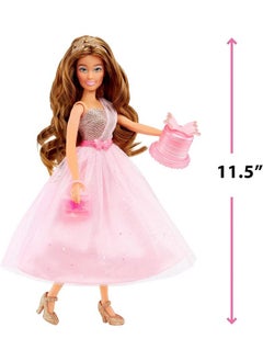 MGA Entertainment MGA Entertainment Dream Ella Let's Celebrate Doll DreamElla, Pink & Gold Glitter Butterfly Confetti Unboxing 11.5" Brunette Party Fashion Doll + 5 Accessories for Birthday, Graduation, Special Day  - Image 3