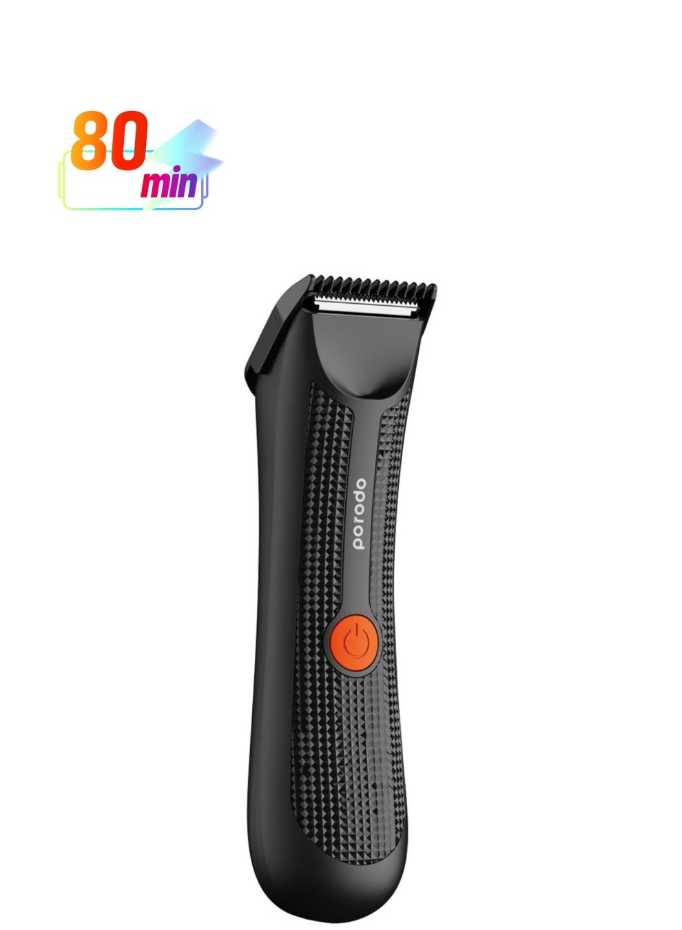 Lifestyle Sensitive Parts Hair Trimmer, 3.7V 600mAh Battery Capacity, 80 Minutes Working Time, 90 Minutes Charging Time, Ergonomic no-Slip Handle, IPX5 Water-Resistant - Black