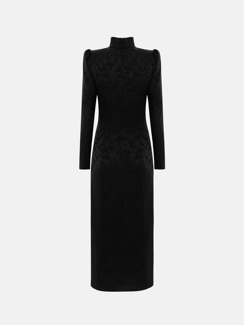 Lichi  Fitted jacquard midi dress with teardrop neckline for Women | Best Price UAE