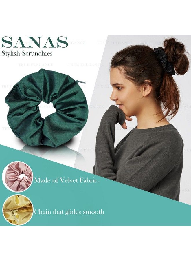 Sanas Zipper Scrunchies 12 Pcs Hairtie For Women Scrunchies Set Hair Ties Ponytail Holder Satin Rubber Bands For Hair Scrunchies Satin Silk Scrunchie With Zip Girls Hair Accessories Scrunchies Combo - Image 4