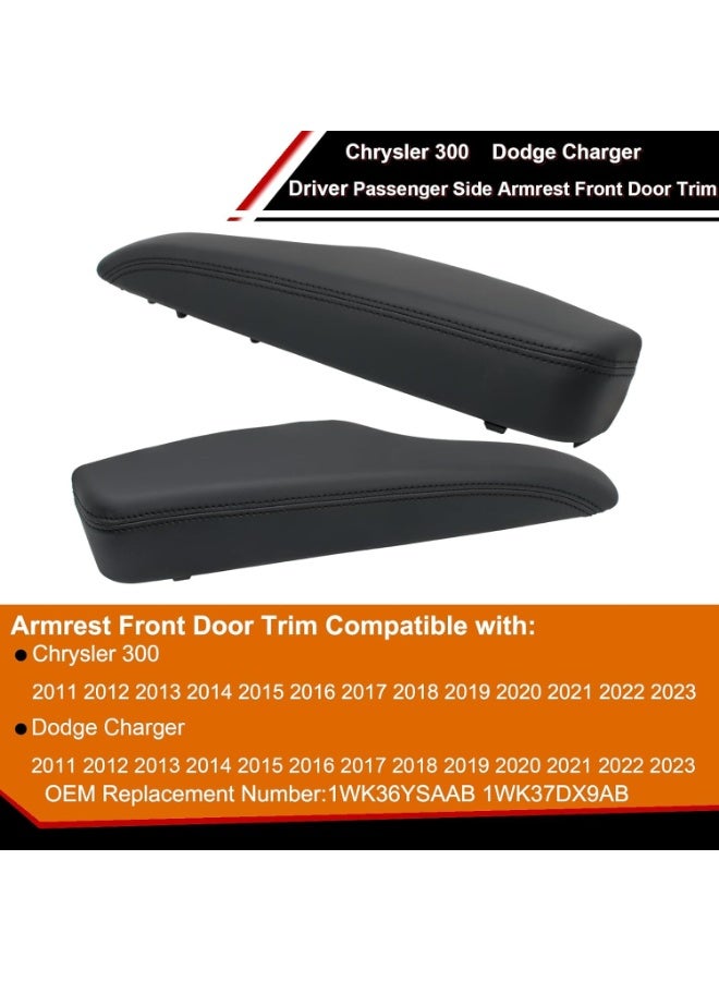 KISSUN Left Driver & Right Passenger Side Armrest Front Door Trim Compatible with Chrysler 300 Dodge Charger 2011-2023 Replaces# 1WK37DX9AB 1WK36YSAAB - Image 4