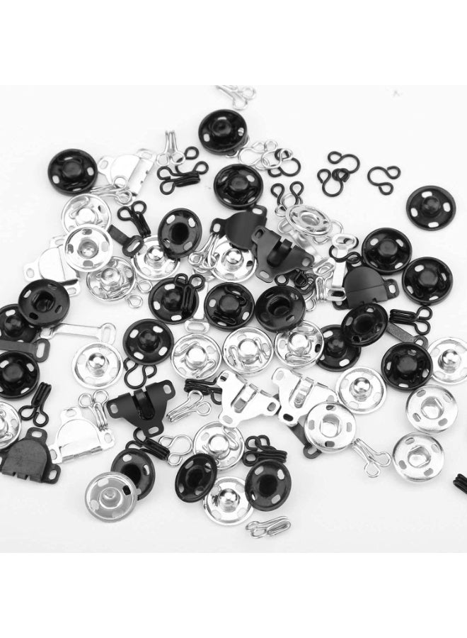 50 Pair 3 Styles Skirt Hooks and Eyes Sewing Hook, Sewing Snaps Clothing Fixing Tools with Metal Snaps Buttons Fasteners Press Studs for Trousers Skirt Dress Bra Sewing DIY Crafting, 2 Colors (50) - Image 4