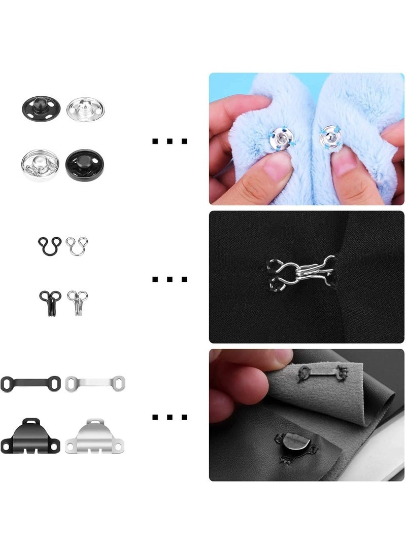 50 Pair 3 Styles Skirt Hooks and Eyes Sewing Hook, Sewing Snaps Clothing Fixing Tools with Metal Snaps Buttons Fasteners Press Studs for Trousers Skirt Dress Bra Sewing DIY Crafting, 2 Colors (50) - Image 5