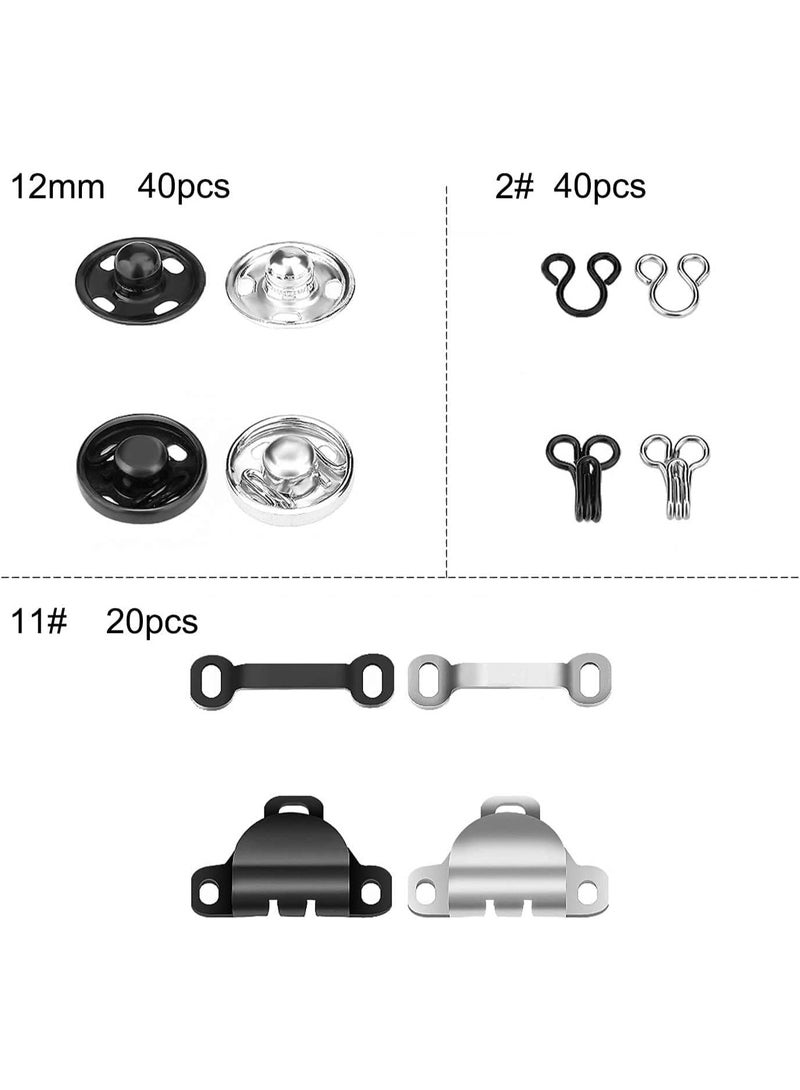 50 Pair 3 Styles Skirt Hooks and Eyes Sewing Hook, Sewing Snaps Clothing Fixing Tools with Metal Snaps Buttons Fasteners Press Studs for Trousers Skirt Dress Bra Sewing DIY Crafting, 2 Colors (50) - Image 3