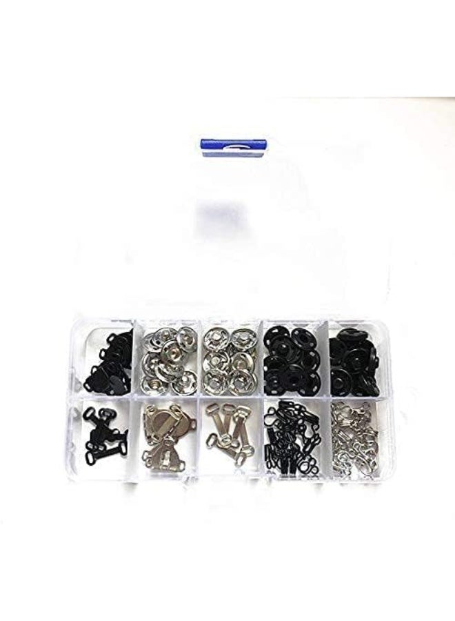50 Pair 3 Styles Skirt Hooks and Eyes Sewing Hook, Sewing Snaps Clothing Fixing Tools with Metal Snaps Buttons Fasteners Press Studs for Trousers Skirt Dress Bra Sewing DIY Crafting, 2 Colors (50) - Image 2