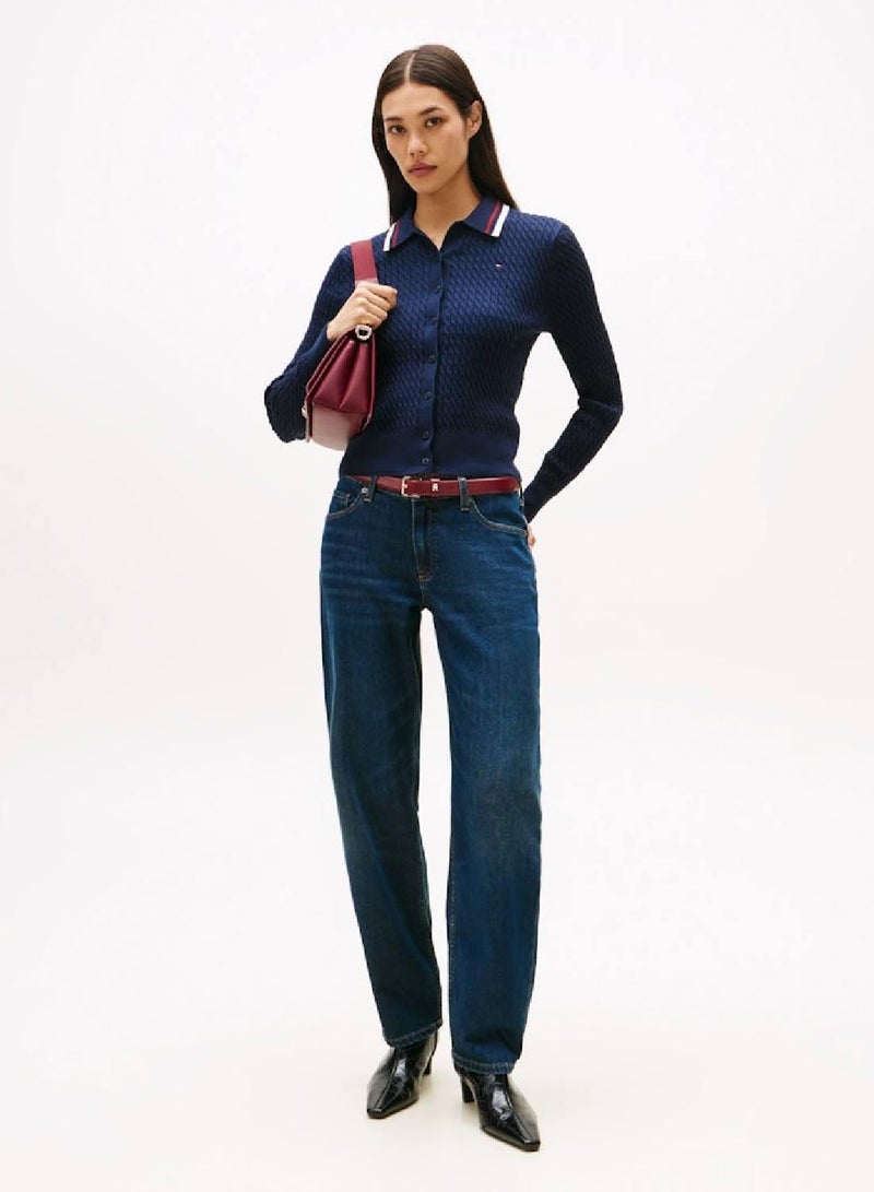 تومي هيلفيغر كارديجان بياقة بولو بنسيج دقيق - Image 3