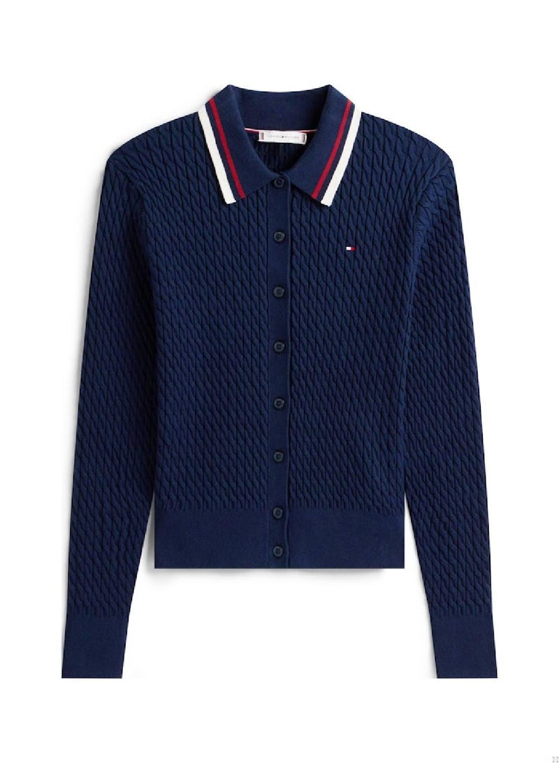 تومي هيلفيغر كارديجان بياقة بولو بنسيج دقيق - Image 4