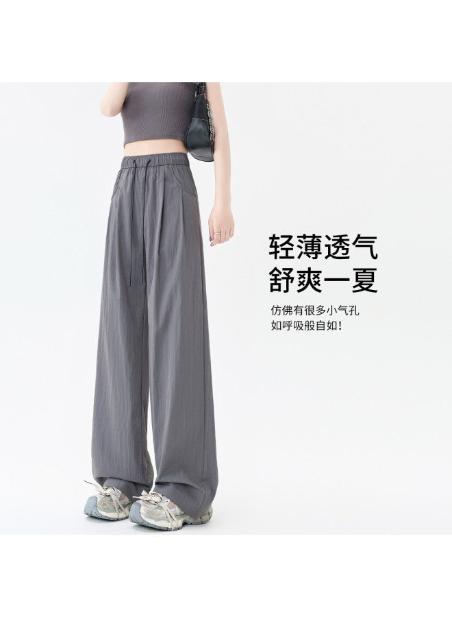 Hstyle Lightweight High-waisted Yamamoto Wide-leg Pants For Women - 2025 Summer Collection, Lazy Chic Style, Versatile Slimming Hip-covering Casual Trousers - Image 4