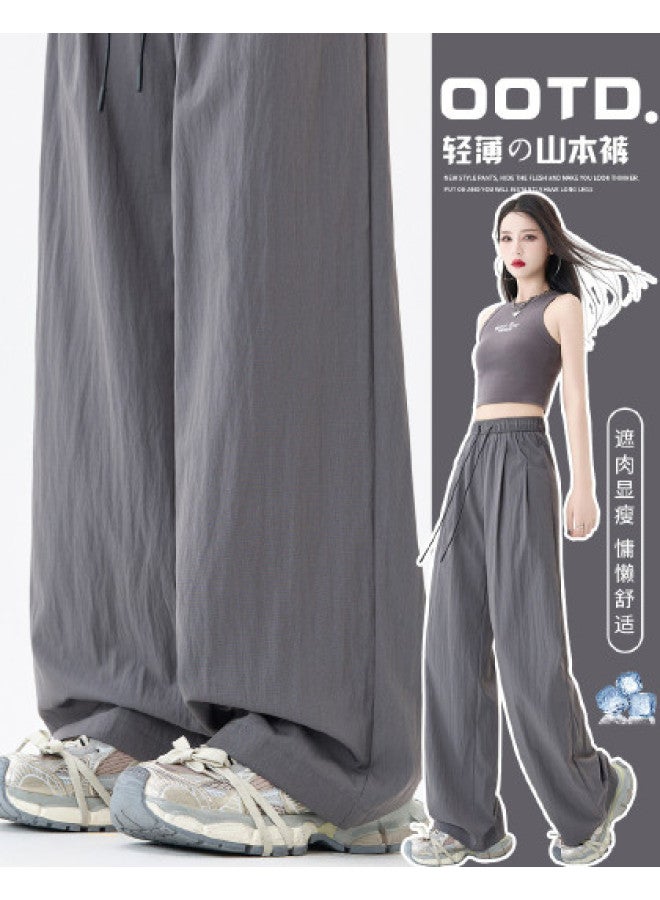 Hstyle Lightweight High-waisted Yamamoto Wide-leg Pants For Women - 2025 Summer Collection, Lazy Chic Style, Versatile Slimming Hip-covering Casual Trousers - Image 1