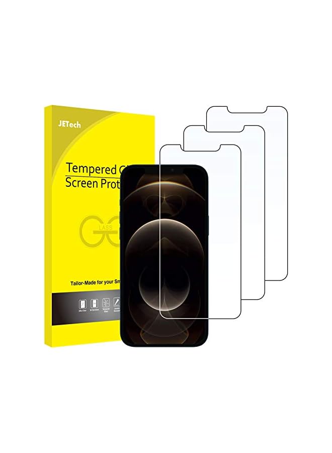 جي تيك واقي شاشة JETech لهاتف iPhone 12 Pro Max مقاس 6.7 بوصة، طبقة من الزجاج المقوى، 3 عبوات - Image 1