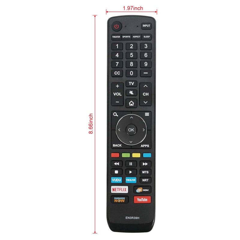 Vinabty EN3R39H Replaced Remote fit for Hisense Smart 4K LED TV LC-55Q7030U 55H6E 55EU6070 55H6080E 55R6000 55R6000E 55R7E 55R6E 55R6040E 55R6000E 49H6E 65H6E 65R6070E LC-55Q620U LC-55Q7040U LC-55Q7000U 55H6E - Image 4