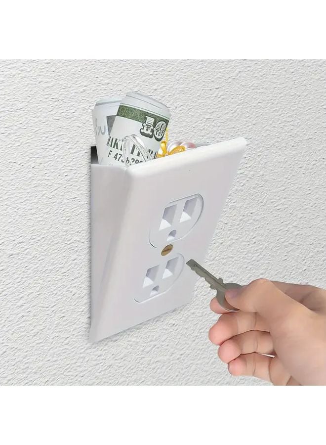 White Hidden Safe Combination Lock Outlet Box With Key Storage For Valuables - Image 2