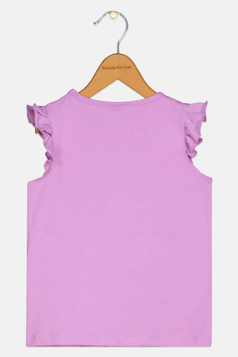 NAME IT Toddlers Girl Graphic Print Ruffle Sleeve Top, Lavender - Image 2