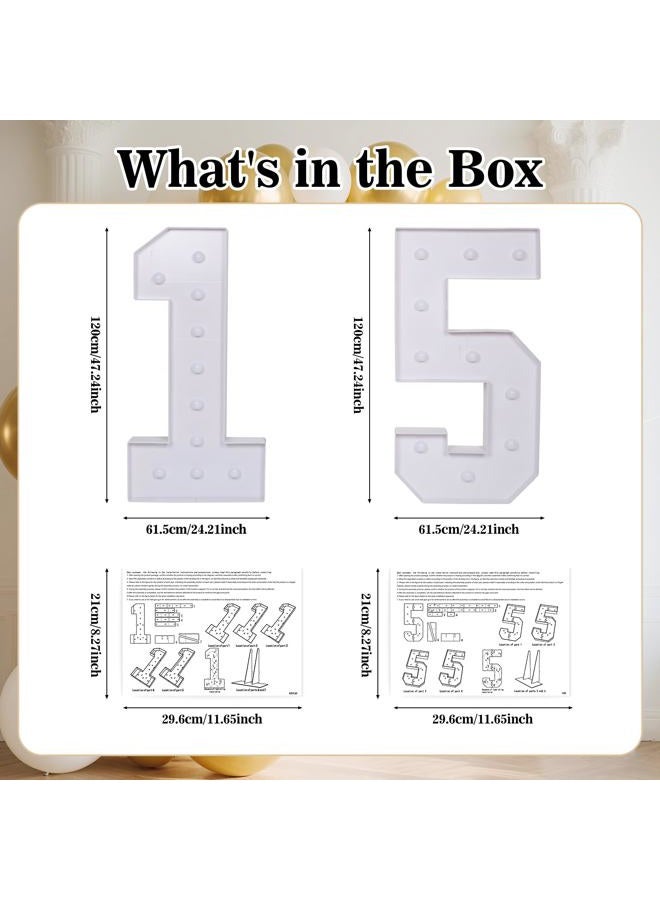 Brilucky Marquee Numbers Large 15th Birthday Decorations For Girls and Boys,15 Light Up Numbers Quinceanera Party Decorations,Numero 15 Decoracion Para Quinceañera,Centros De Mesa De 15 Años - Image 2