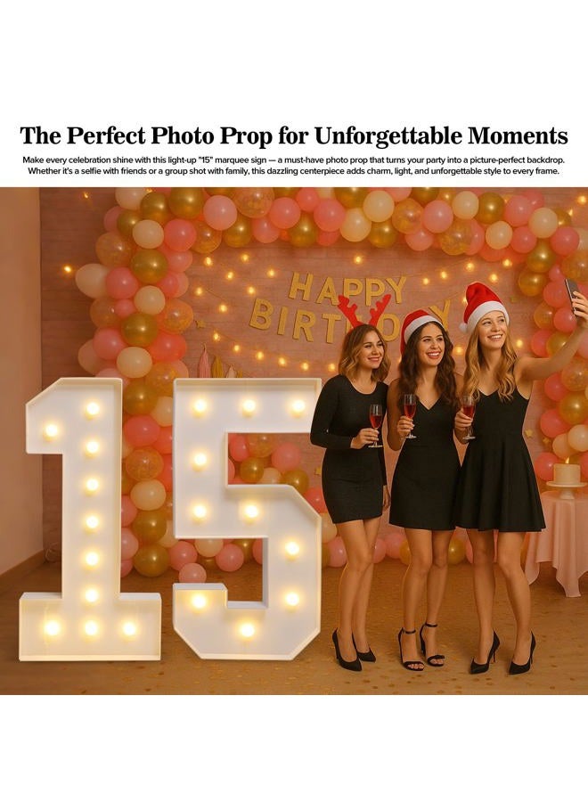 Brilucky Marquee Numbers Large 15th Birthday Decorations For Girls and Boys,15 Light Up Numbers Quinceanera Party Decorations,Numero 15 Decoracion Para Quinceañera,Centros De Mesa De 15 Años - Image 5